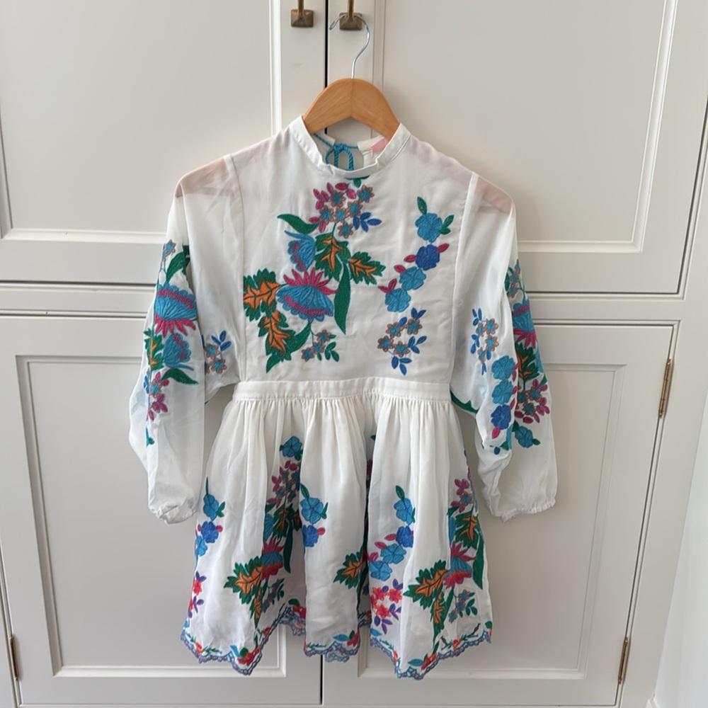 Marlow Kids Formal Dress - White with Blue and Pink Floral